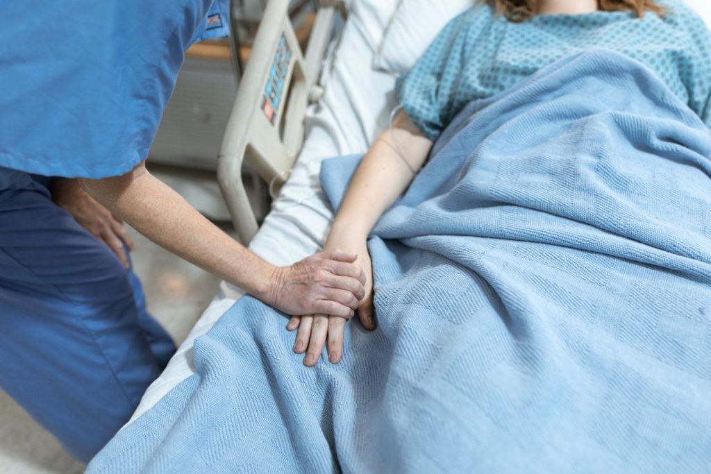 Someone in a hospital bed